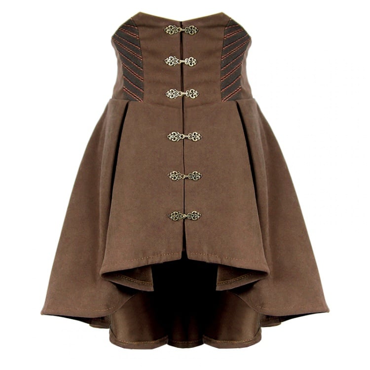 Steampunk Brown Empire Waist A-line Skirt
