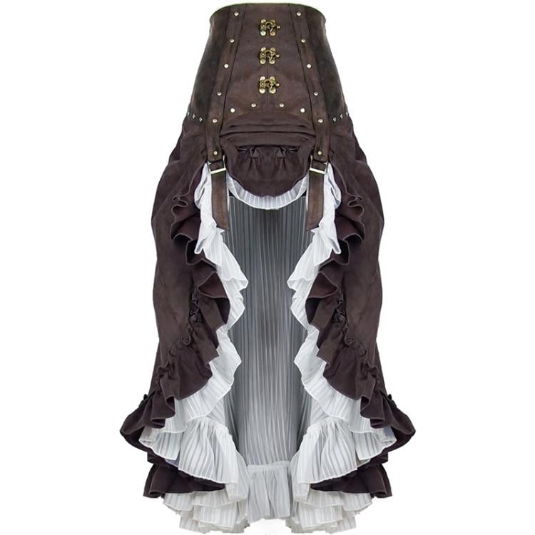 Steampunk Victoria White Chiffon Multilayer Vintage High Waist Long Skirt