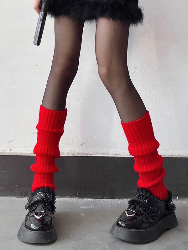 Red JK Lolita Knitted Legwears
