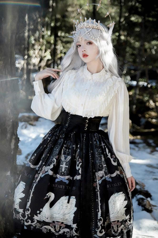 Lolitain White Lace Black Rabbit Ears Cute Gothic Lolita Bonnet