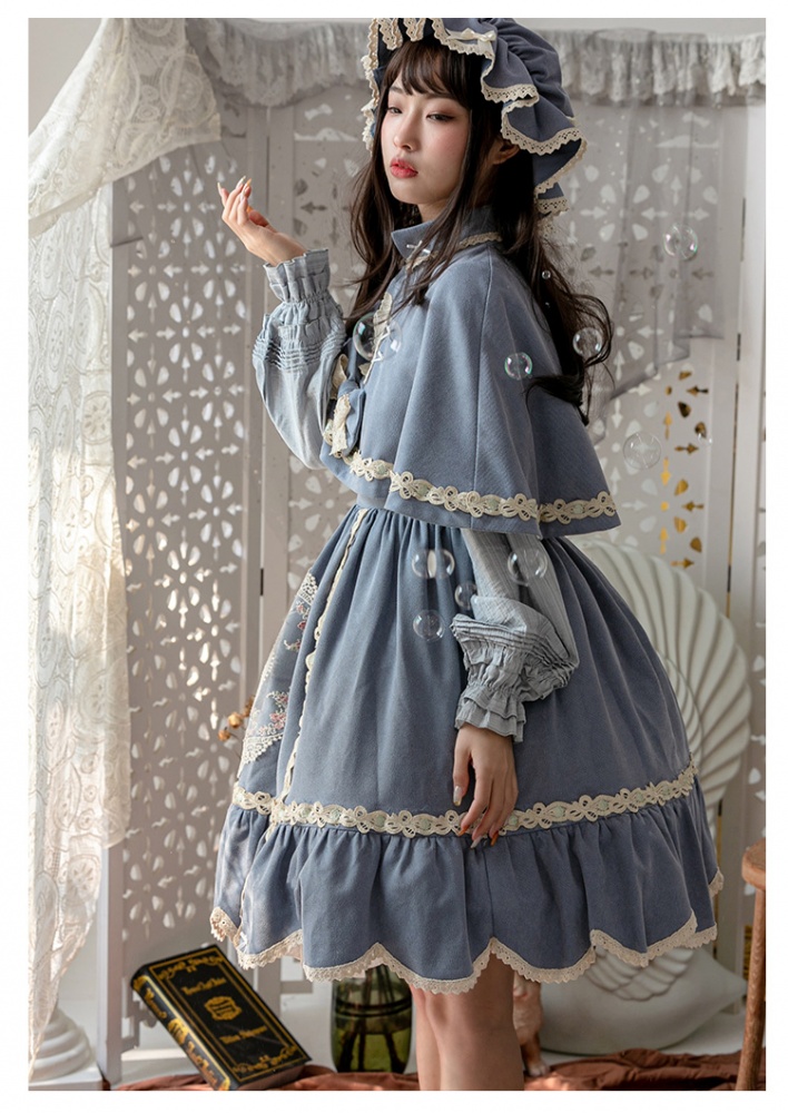 Ida's Flower Sweetheart Neckline Elegant Lolita Dress JSK / Cape Set