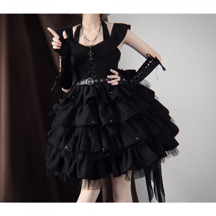 Unknown Journey Halter Tiered Skirt Elegant Gothic Lolita Dress JSK ...