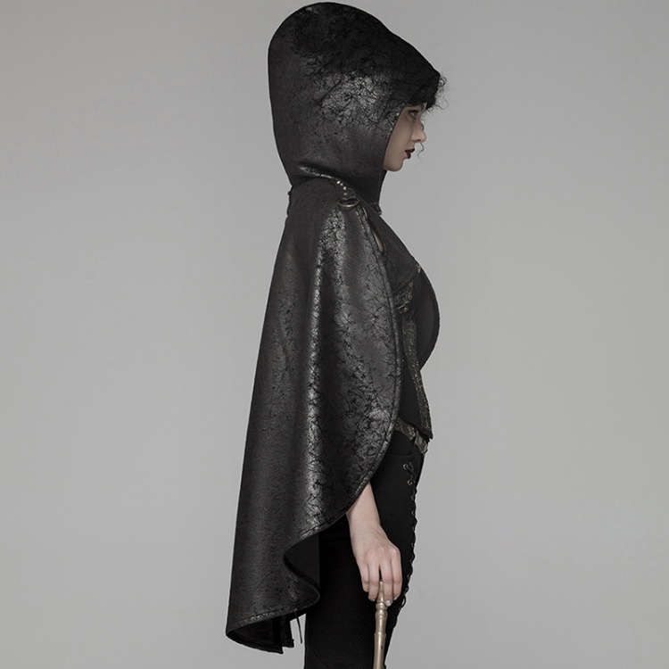 Gothic Steampunk Witch Hooded Short Cape