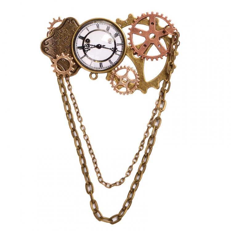 Steampunk Lolita Vintage Fake Clock Gear Brooch