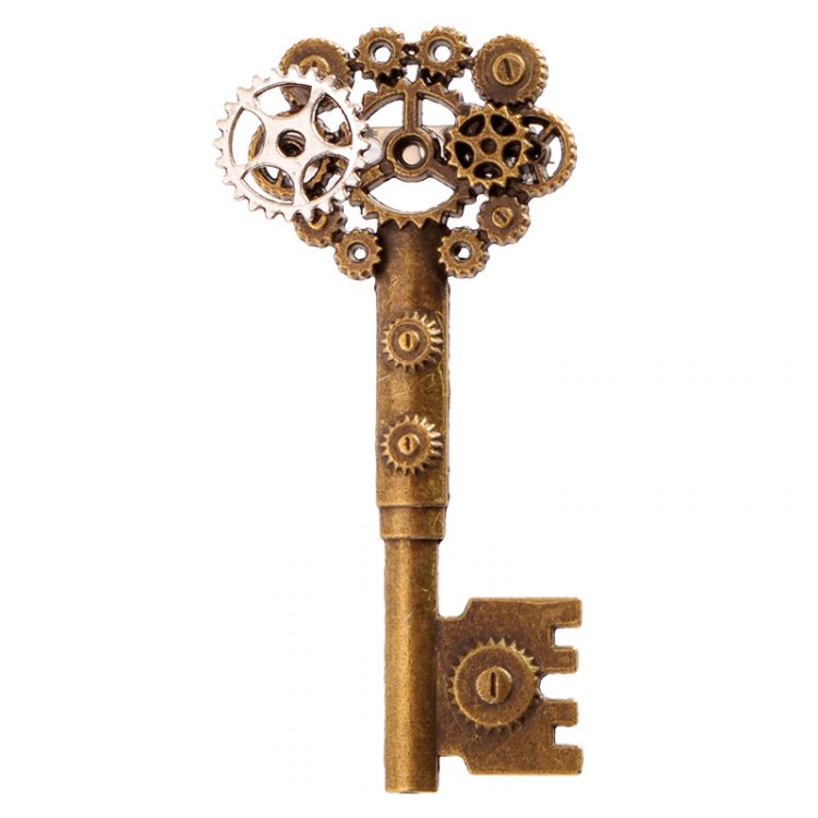 Steampunk Vintage Key Gear Brooch