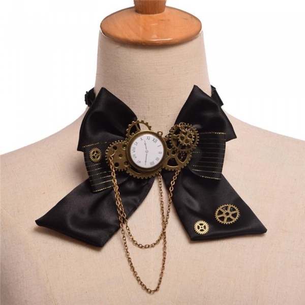 [$12.50]Steampunk Lolita Vintage Clock Gear Bow Tie