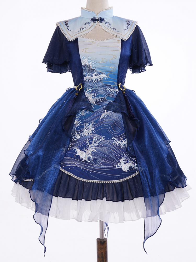 Canglang Pavilion Qi Lolita Blue OP Train