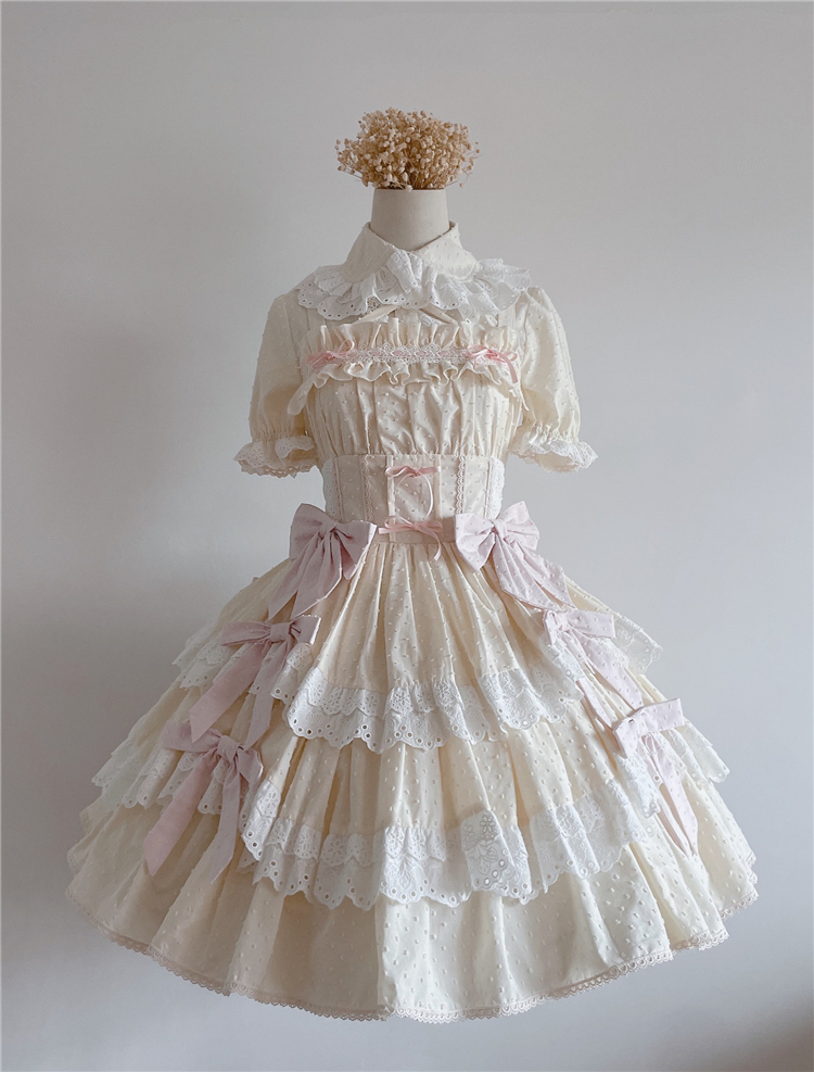 Miss Autumn Square Neckline Tiered Skirt Sweet Lolita Dress JSK