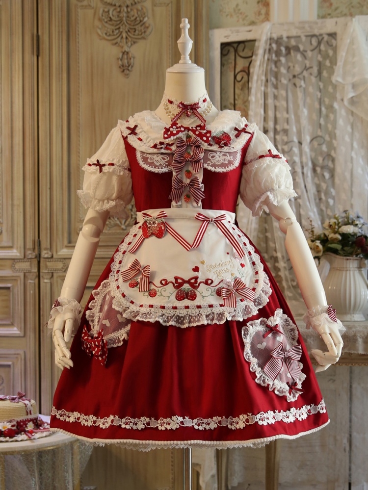 Strawberry Maria Short Puff Sleeves Lolita Dress OP