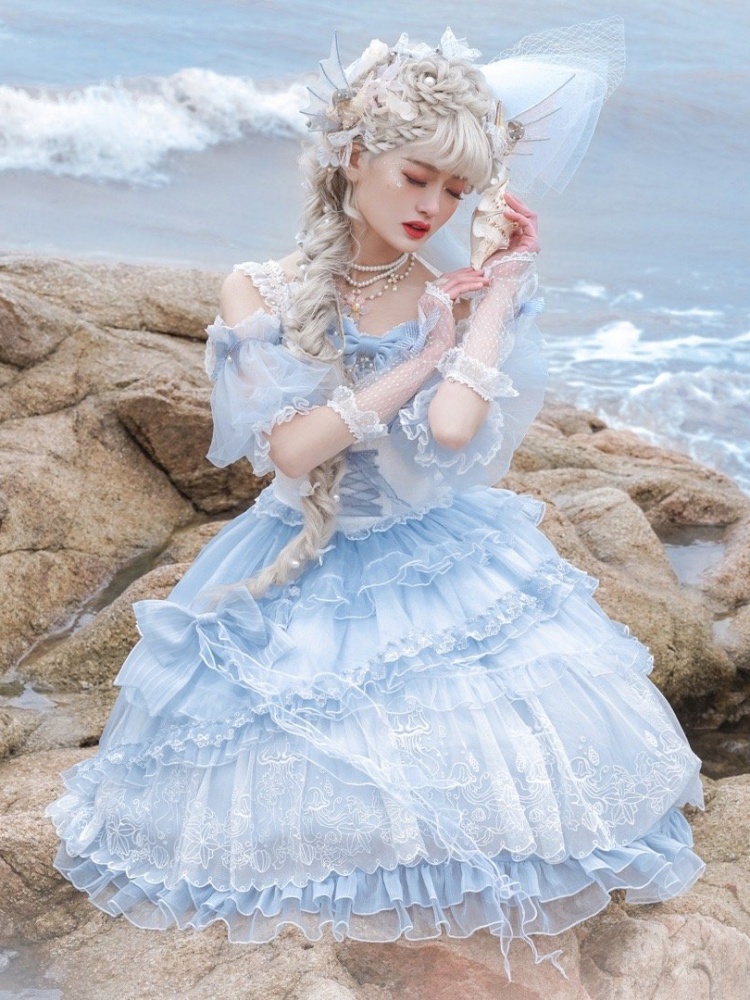 Jellyfish Sakurahime High Waist Tiered Skirt Lolita Dress JSK