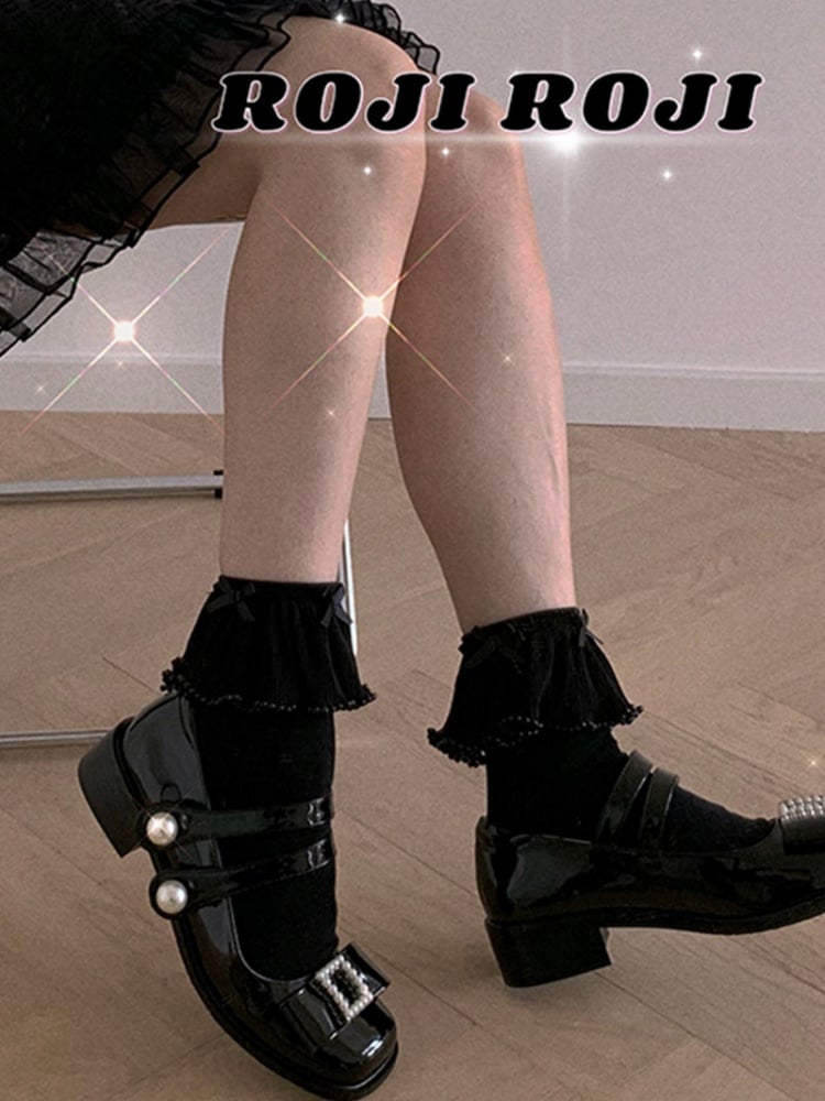 Aegean Sea Black Lolita Flounce Ankle Socks
