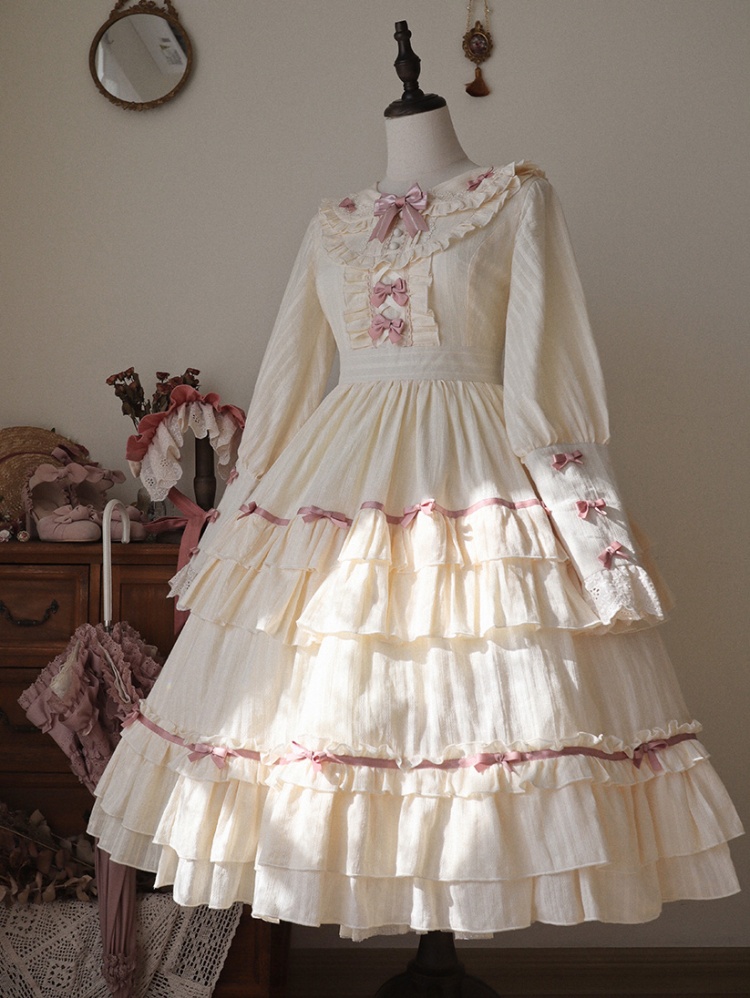 In The Name of Princess Peter Pan Collar Tiered Skirt Cotton Lolita ...