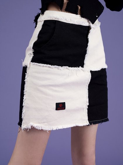 Black And White High Waist Vintage A-Line Skirt