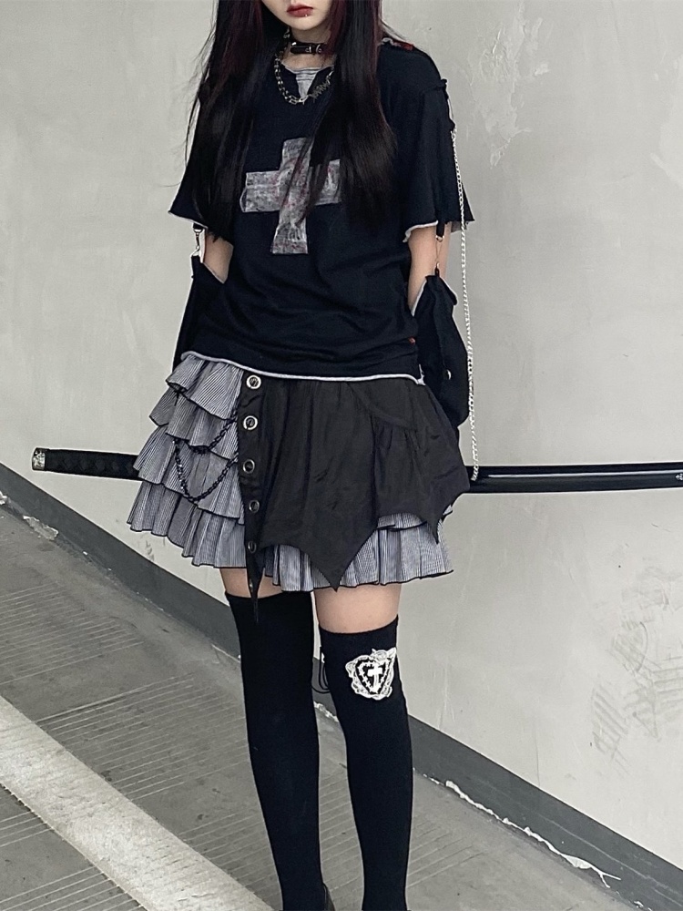 Punk Irregualr Tiered Skirt