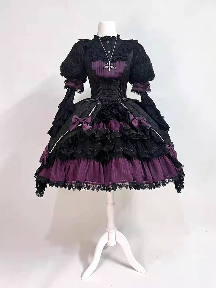 Feast of Cups Square Neckline Short Sleeves Gothic Lolita Dress OP