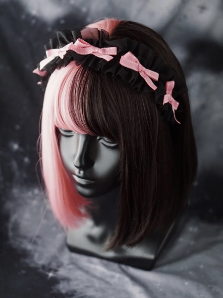 [$11.60]Handmade Y2K Black and Pink Bowknot Decorative KC