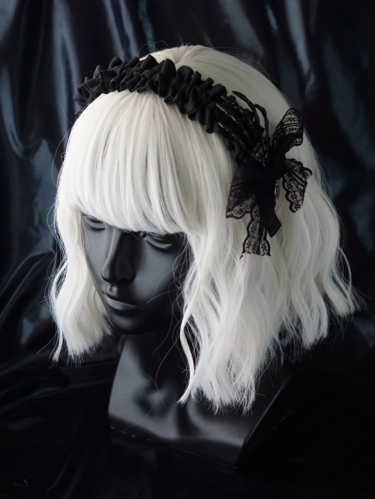 Handmade Gothic Skull Lace Bowknot KC