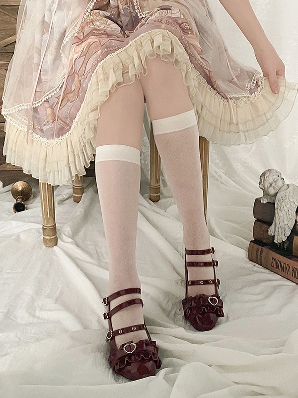 Beige Under Knee Lolita Stockings