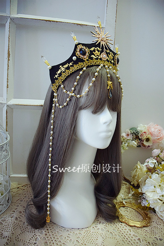 Handmade Gothic Lolita Gorgeous Elegant Tea Party Bead Chain Crown