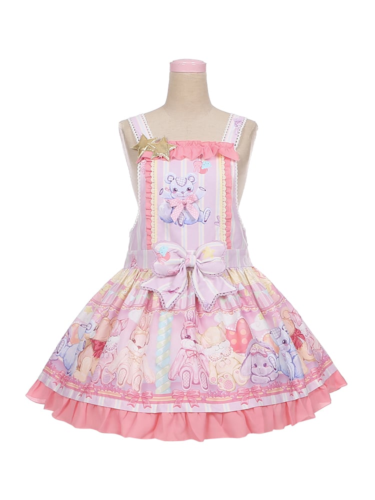 Neon Doll Machine Square Neckline Sweet Lolita Overall Dress