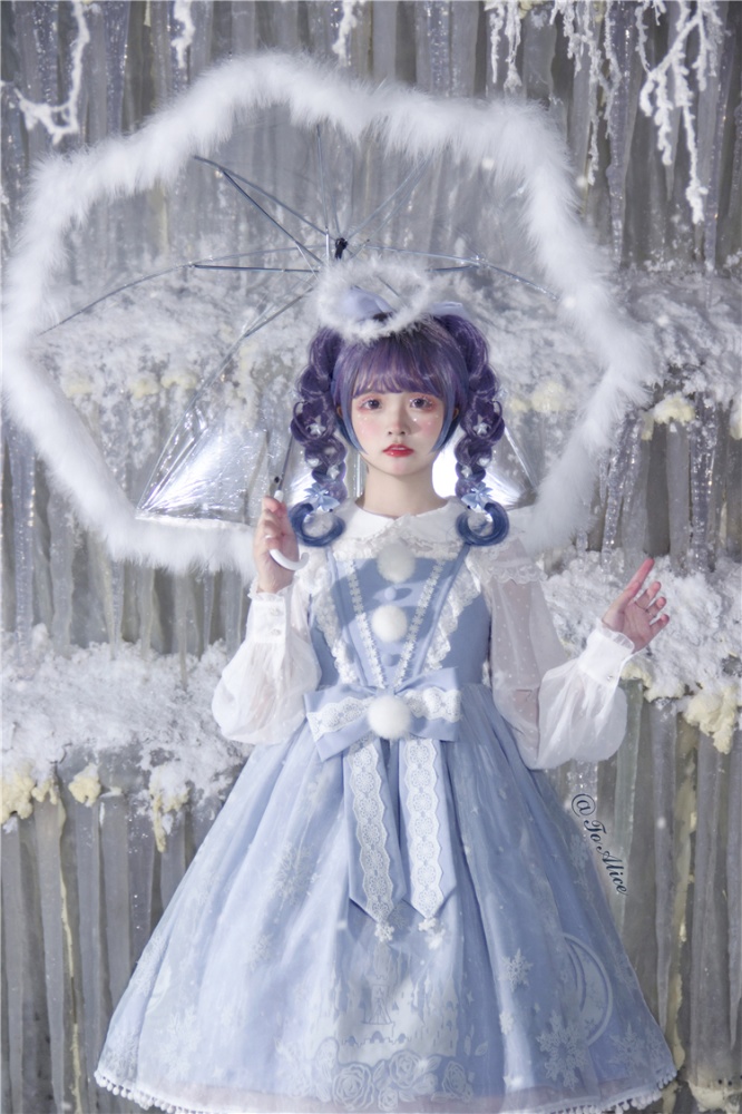 Snowy Castle Night Elegant Lolita Dress JSK / Cape Set