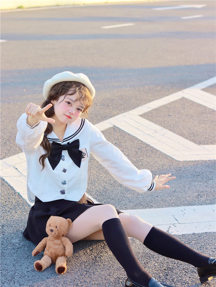 Alice Bunny Sailor Collar Long Sleeves JK Uniform Top
