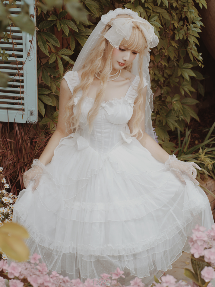 Glazed Shell Off-the-shoulder Elegant Lolita Dress JSK Full Set