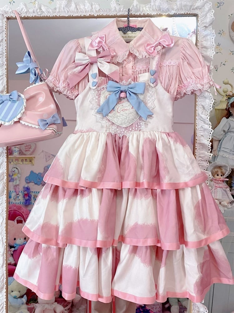 Small Milk Cake 4 Colors Square Neckline Tiered Skirt Sweet Lolita ...