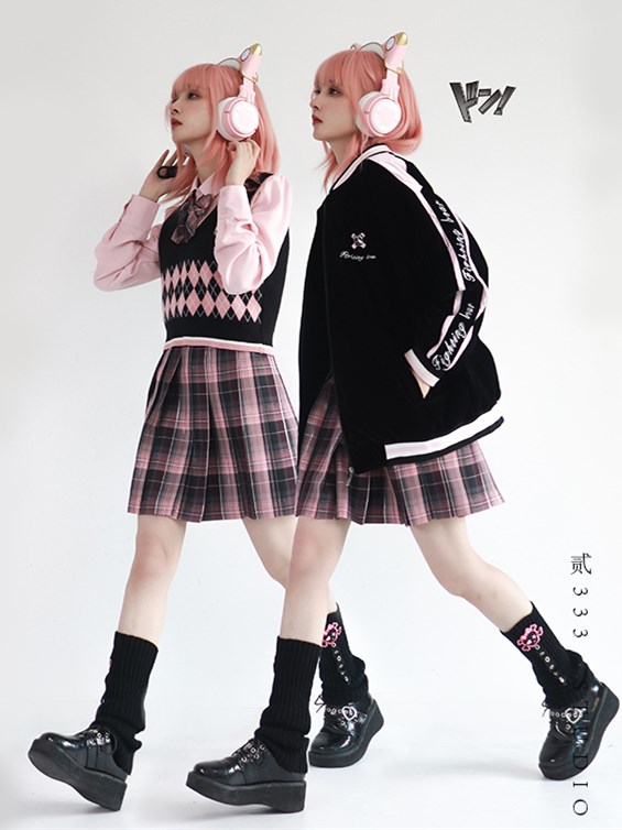 Pink Teddy JK Pleated Skirt