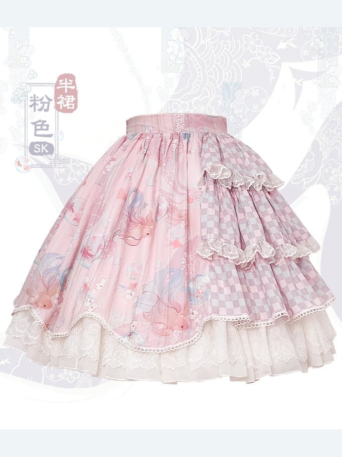 Sound of The Wind Flower Asymmetrical Wa Lolita Skirt