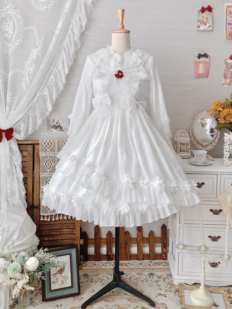 Smiling Angel Sweet Lace Hollow Doll Double Collar 3/4 Sleeve Lolita Blouse