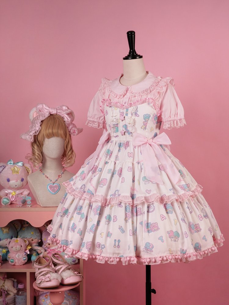 Little Twin Stars V-neckline Lolita Dress JSK