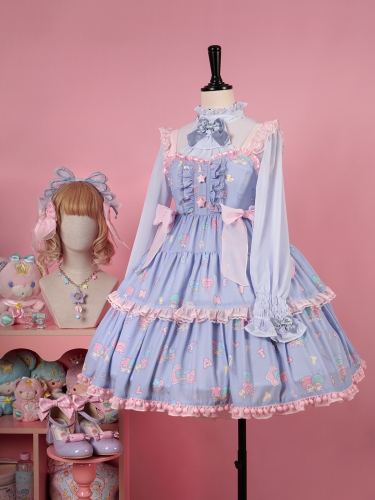 Little Twin Stars V-neckline Lolita Dress JSK