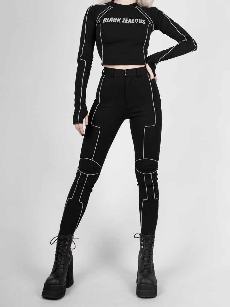 Futuristic Cyberpunk Reflective Bikecore High Waist Pants