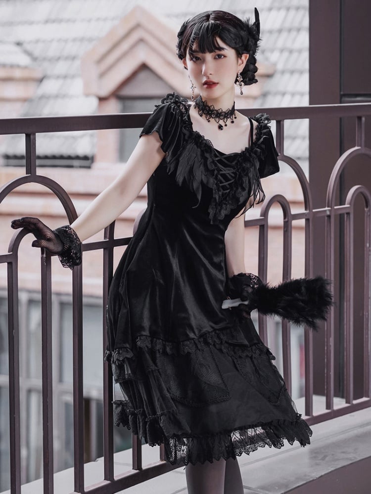 The Phantom of the Opera Short Flowy Sleeves Elegant Lolita Dress OP