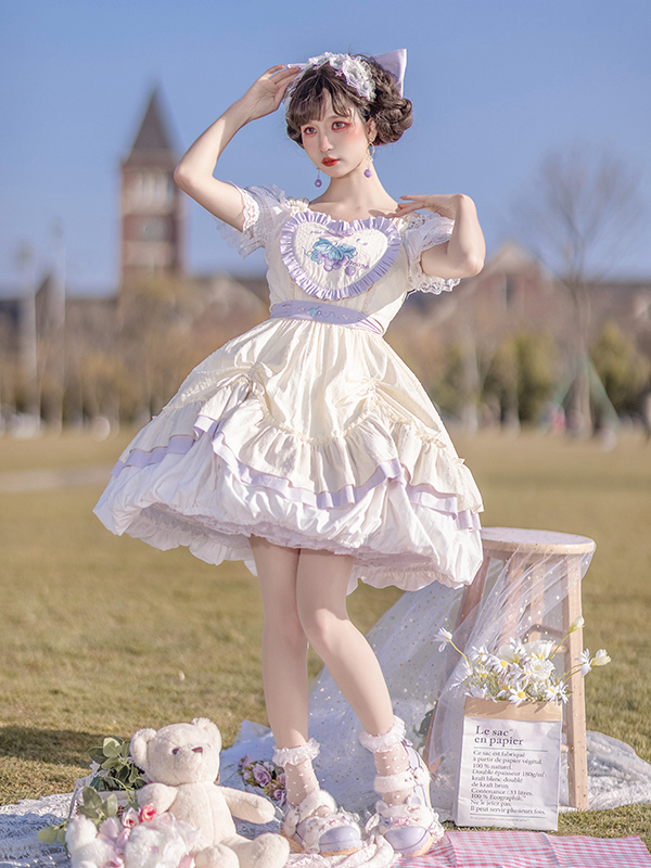 [$45.50]Grape Embroidery Bud Skirt Sweet Lolita Dress JSK