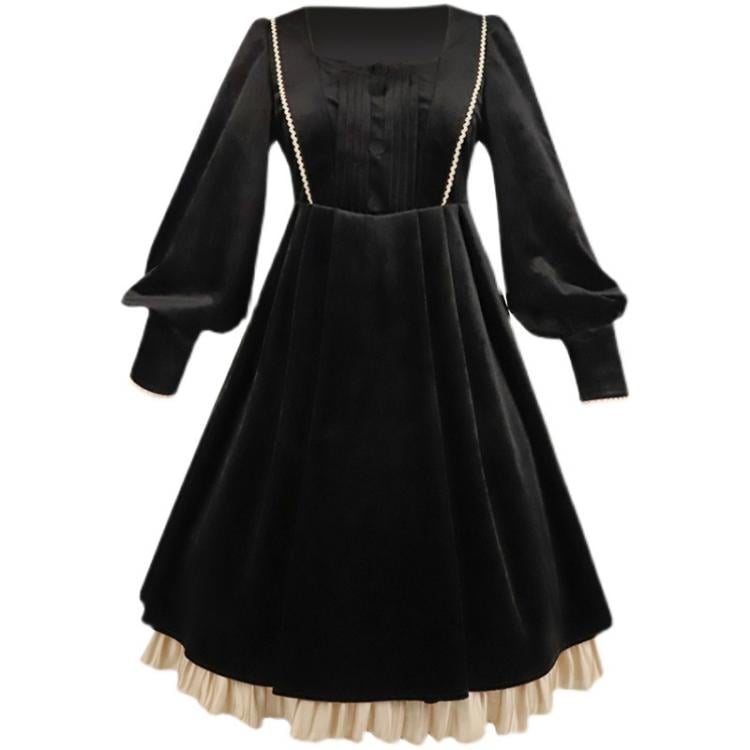 Miss Lily Removable Collar Long Sleeves Black Lolita Dress OP