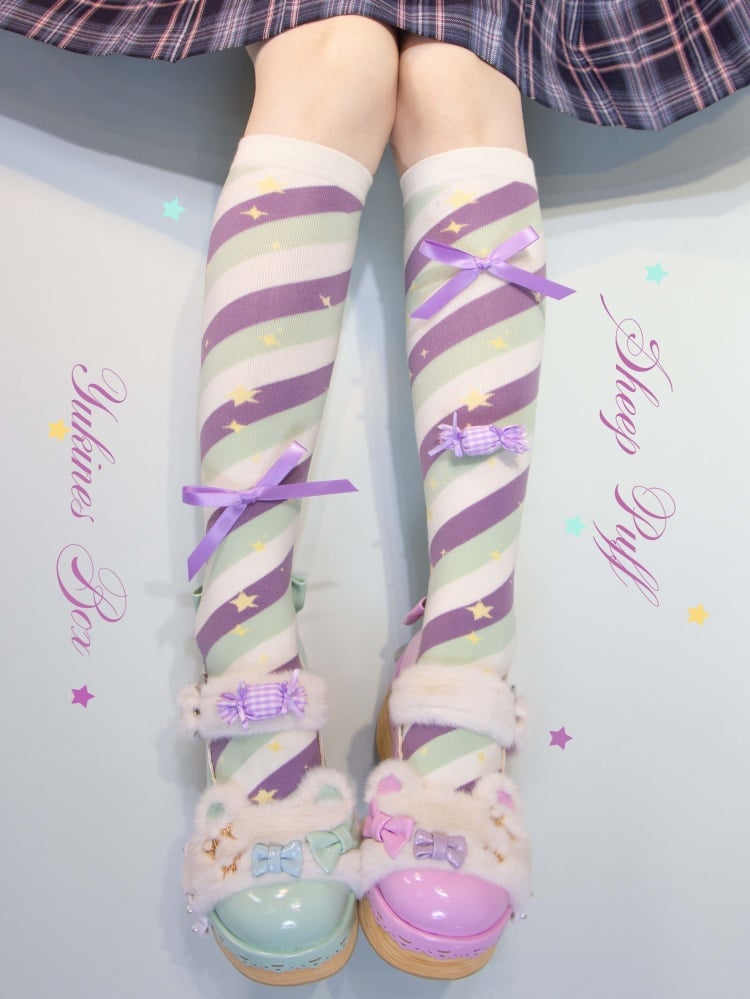 Macaron Lolita Stripe Stockings