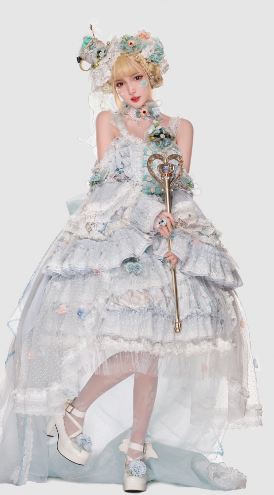 Sylph Heart Shaped Bodice Tiered Skirt Hanayome Lolita Dress JSK Full Set 1