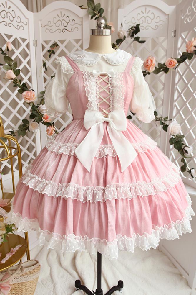 Pink Sweet Lolita Dress with Lace Up ...