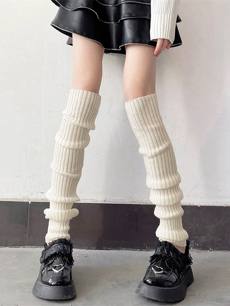 Bow Design Cable Knit Leg Warmer